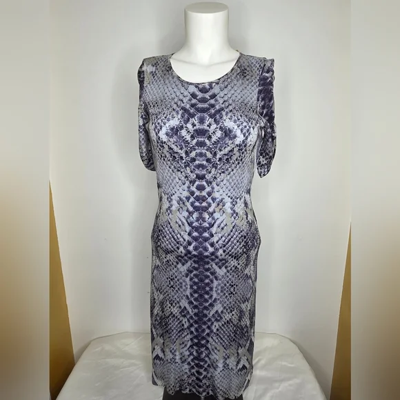 Andrew Marc Size 6 Backless Dress with Snake Print - Blue and Gray - Picture 2 of 12